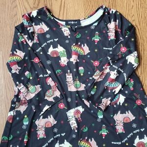 Holiday Llama Dress Sz L/14 Girls